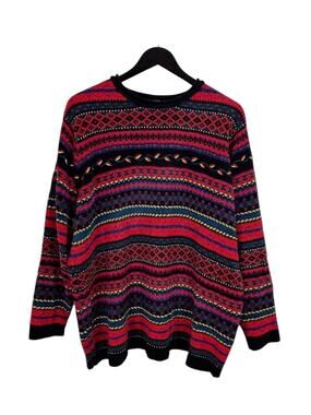 Classic Elements Woman Multicolor Striped Crewneck Sweater Size 1X